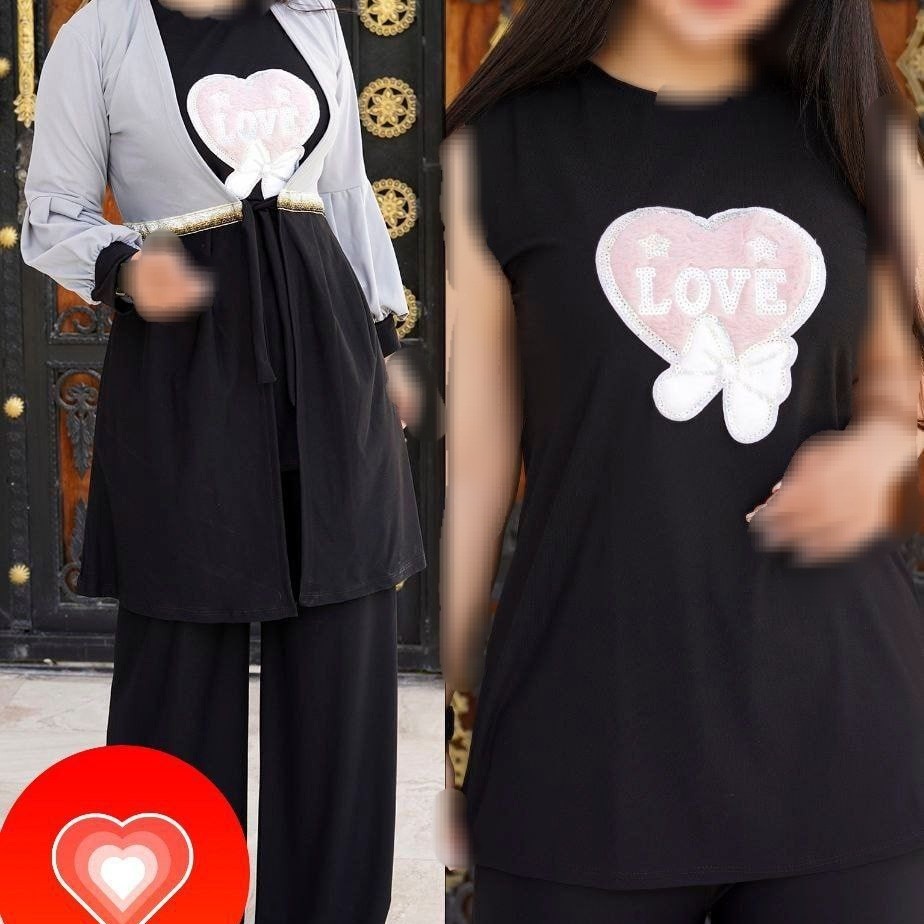 تونیک زنانه دو تیکه زیره قلبی