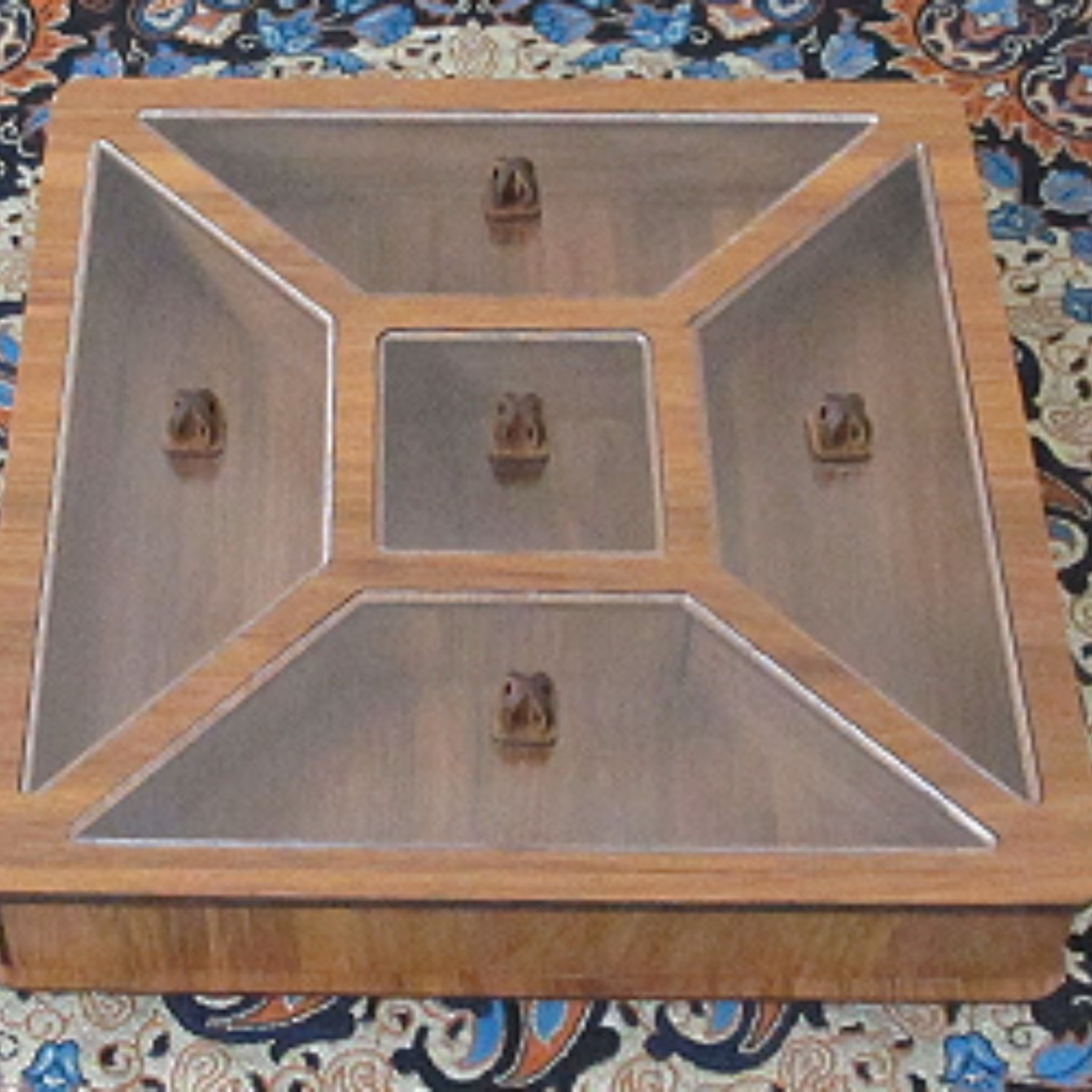 جعبه دمنوش مربع ام دی اف قهوه ای روشن 5 قسمتی طرح مورب