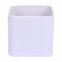 گلدان پلیمری مکعب مهرنی سایز 10 رنگ سفید استخوانی 10410 میکا