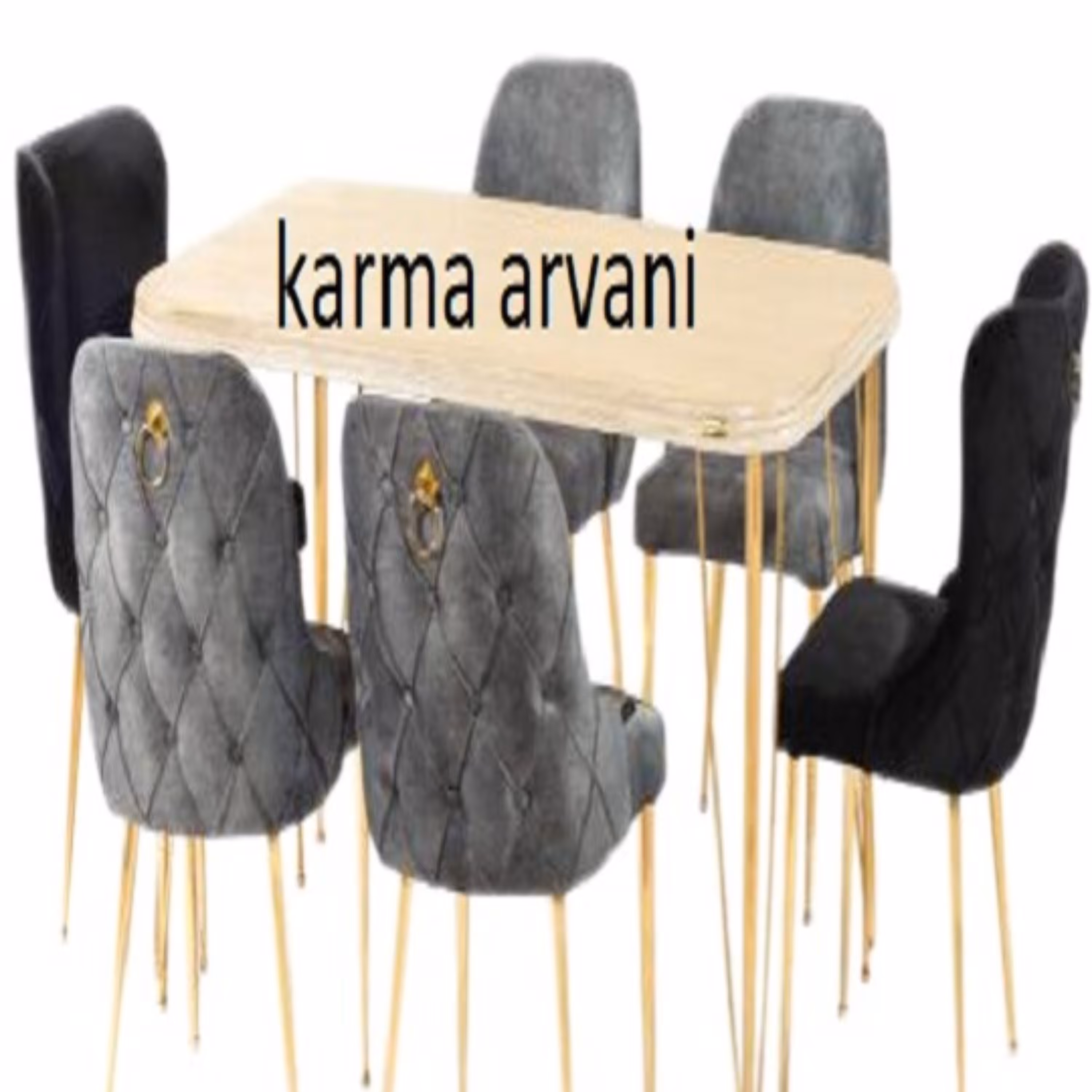 میز و صندلی ناهار خوری 6 نفره استیل پیکاسو طوسی مشکی میز mdf روکش راش 155*90*77 برند صنعت چوب کارما