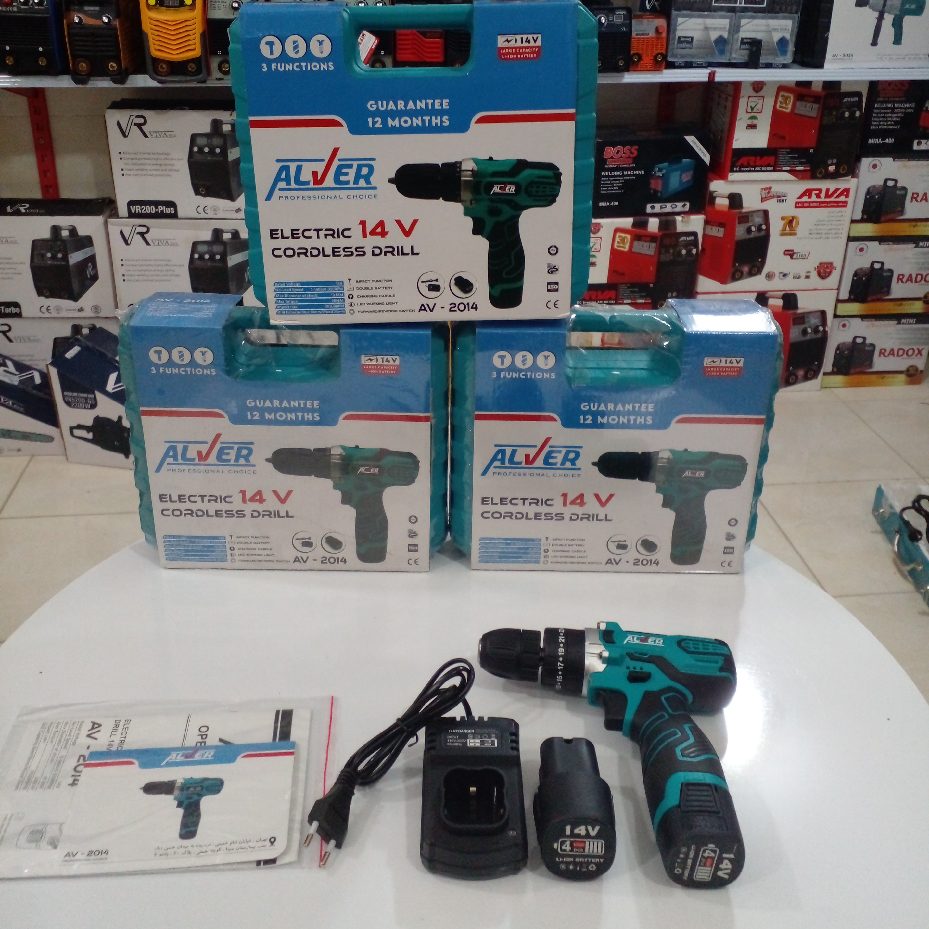 دریل شارژی 14 ولت واقعی صنعتی الور بایک سال گارانتی شرکتی