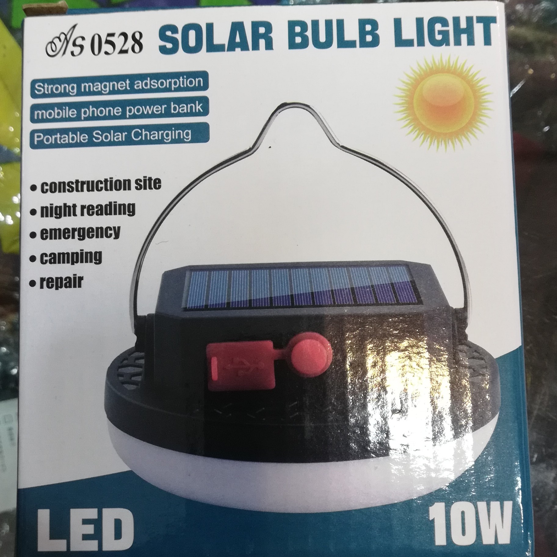 چراغ چادر و پاوربانک خورشیدی مخصوص چادر مسافرتی و شارژ با کابل تا یپ سی و شارژ خورشیدی سولار 10وات و پاوربانک موبایل