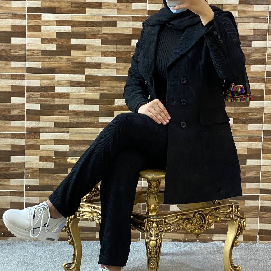 کت شلوار مدل دلبر جنس مخمل کبریتی ( مانتو کتی کت و شلوار مانتو و شلوار )