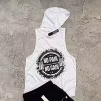 کاور کلاهدار حلقه ای NO PAIN  NO GAIN جنس فلامنت سوزنی رنگ سفید