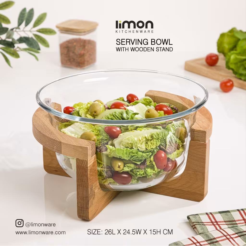 کاسه سرو پایه چوبی