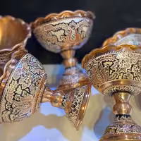 بستنی خوری یا آجیل خوری مس نقره کوب سایز کوچک وزن 65 گرم ارتفاع 15 سانتی متر