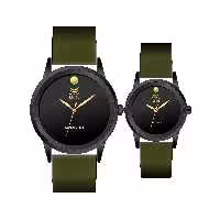 ست ساعت مچی عقربه ای زنانه و مردانه ام جی ام مدل 1001 رنگ سبز صفحه مشکی