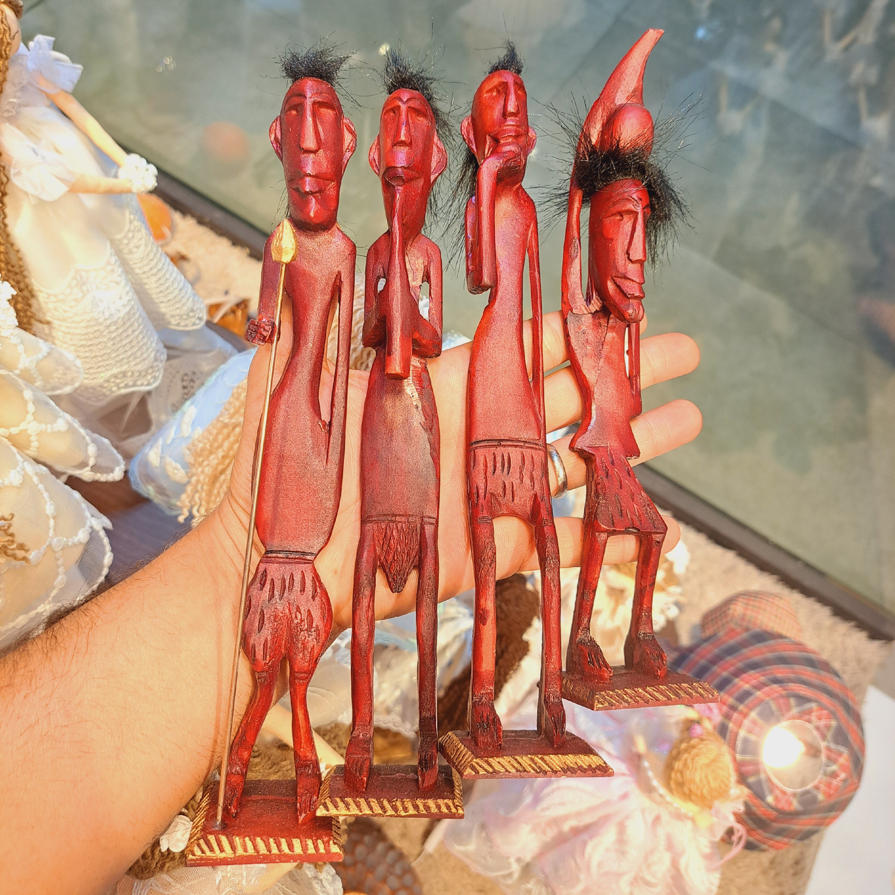 مجسمه ادم اولیه اصلی مجسمه 4 تایی ادم اولیه مجسمه افریقایی تندیس ادم اولیه مجسمه گروه افریقایی مجسمه دکوری موسیقی