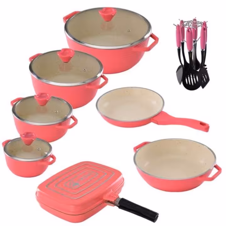 سرویس پخت وپز 19 پارچه عروس مدل  کلاسیک خطی