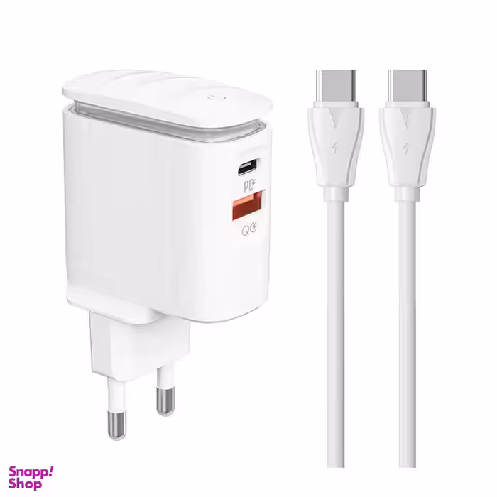 شارژر دیواری 25 وات الدینیو مدل A2423C همراه با کابل USB-C