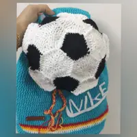 کوله پشتی پسرانه بافتنی طرح توپ چهل تیکه