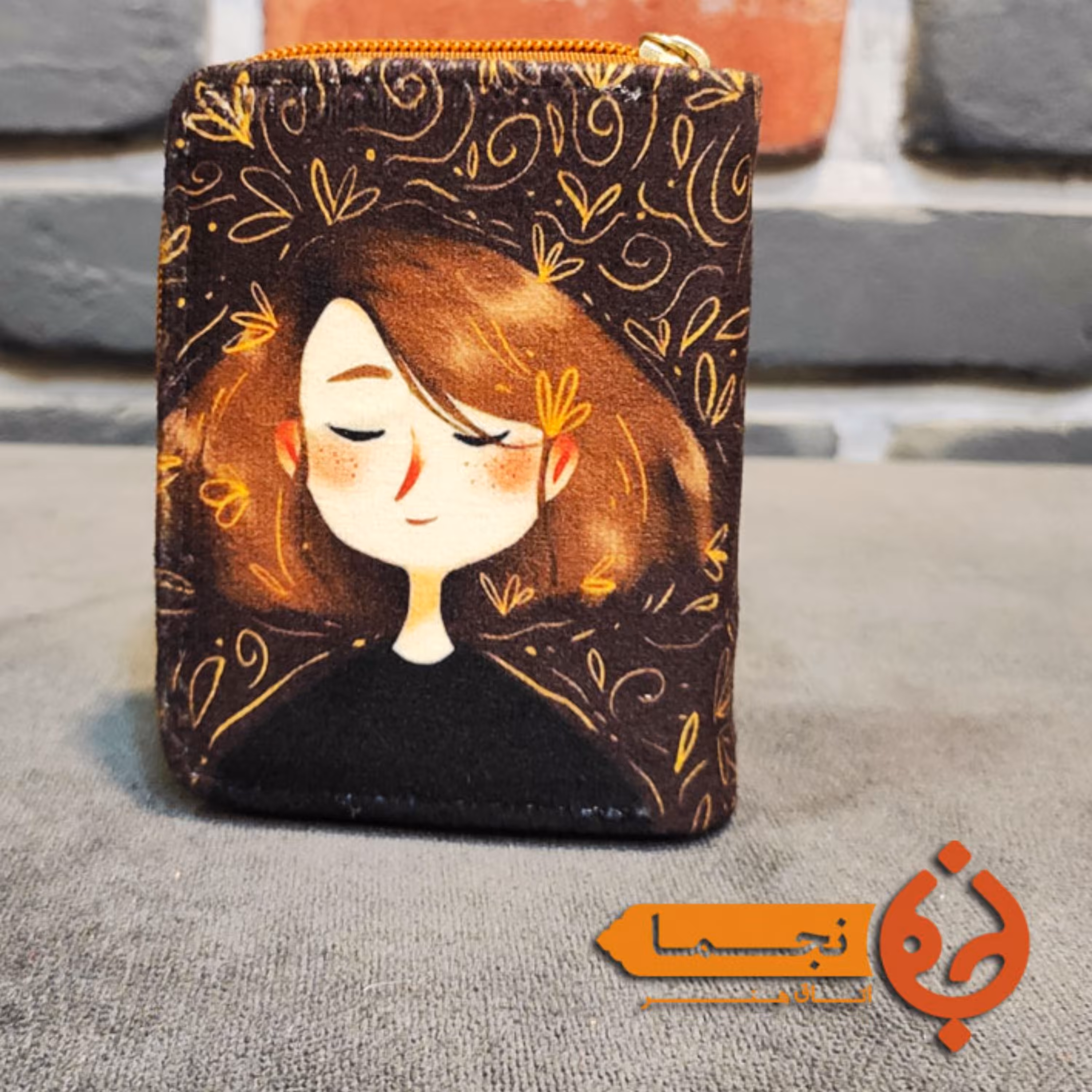 جا کارتی دور زیپ مخمل کوبیده و چرم مصنوعی طرح دختر 03