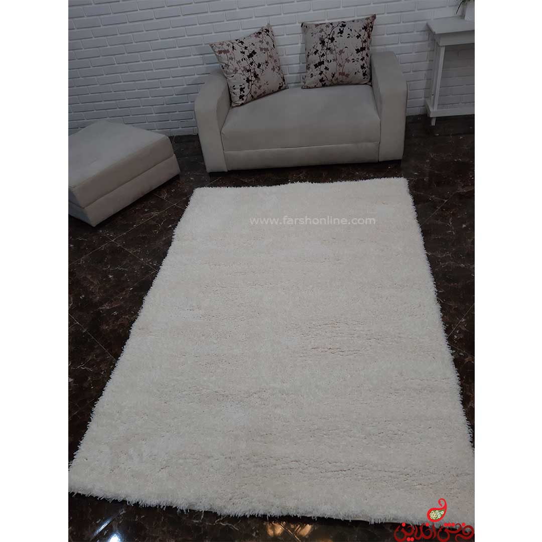 فرش شگی نخ فلوکاتی ترک کرم