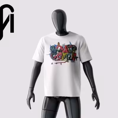 تیشرت سفید با طرح(بازی مرکب) از برند MS