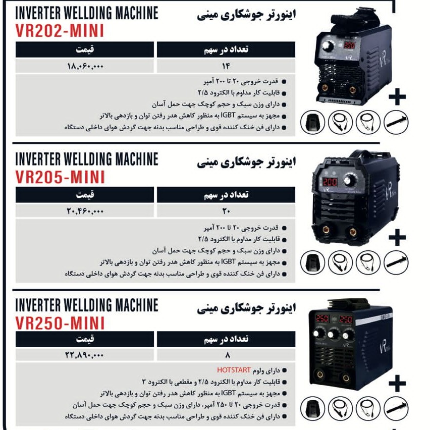 دستگاه جوش 250 امپر مینی ویوارکس 250