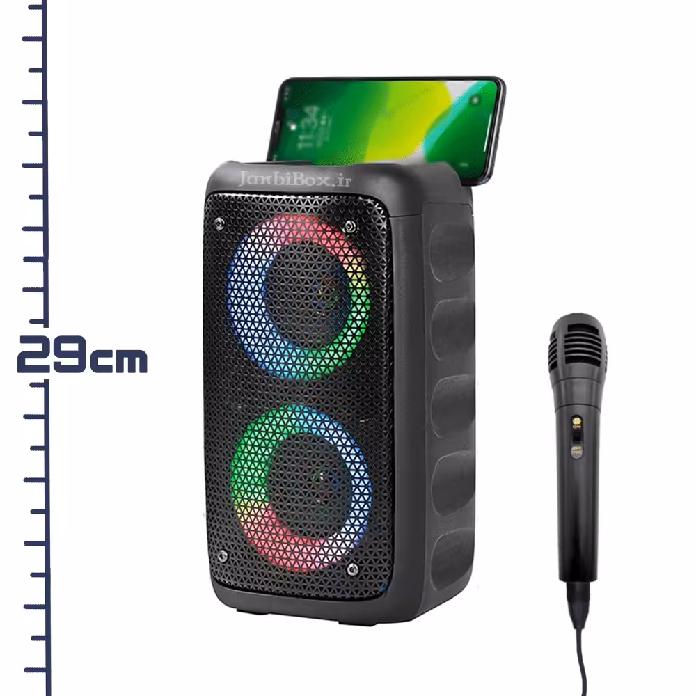 اسپیکر بلوتوثی KTS 1265 پخش کننده صدا دوبانده با میکروفون و رقص نور جانبی باکس