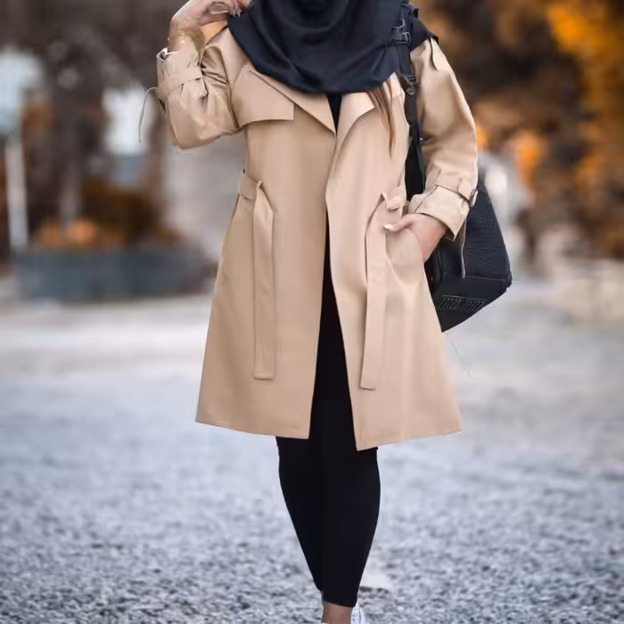 بارونی آستردار کمربند دار