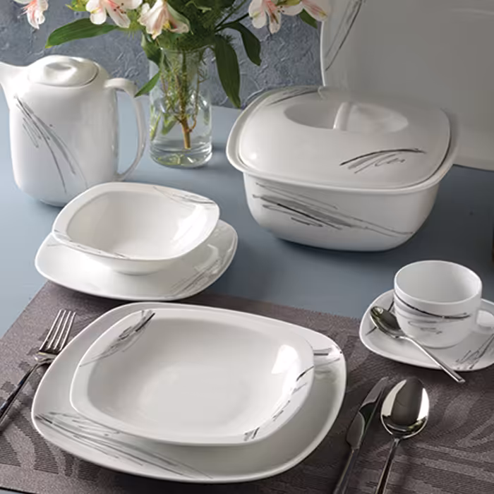 سرویس چینی 98 پارچه کامل آلبا پلاتینی 12 نفره کواترو