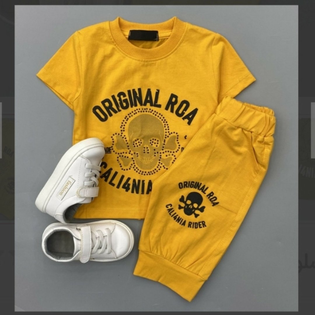 تیشرت و شلوارک اسکلت نگینی اسپرت هم پسرانه و هم دخترانه سایز 60