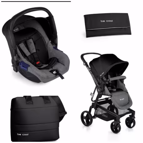 کالسکه کریر بیکول و ساک لوازم مدل کوانتوم  رنگ  مشکی طوسی   becool quantom