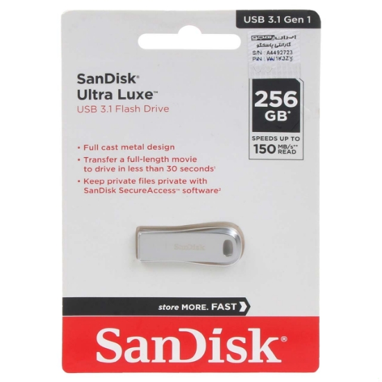 فلش مموری سن دیسک مدل Ultra Luxe USB3.1 ظرفیت 256 گیگابایت