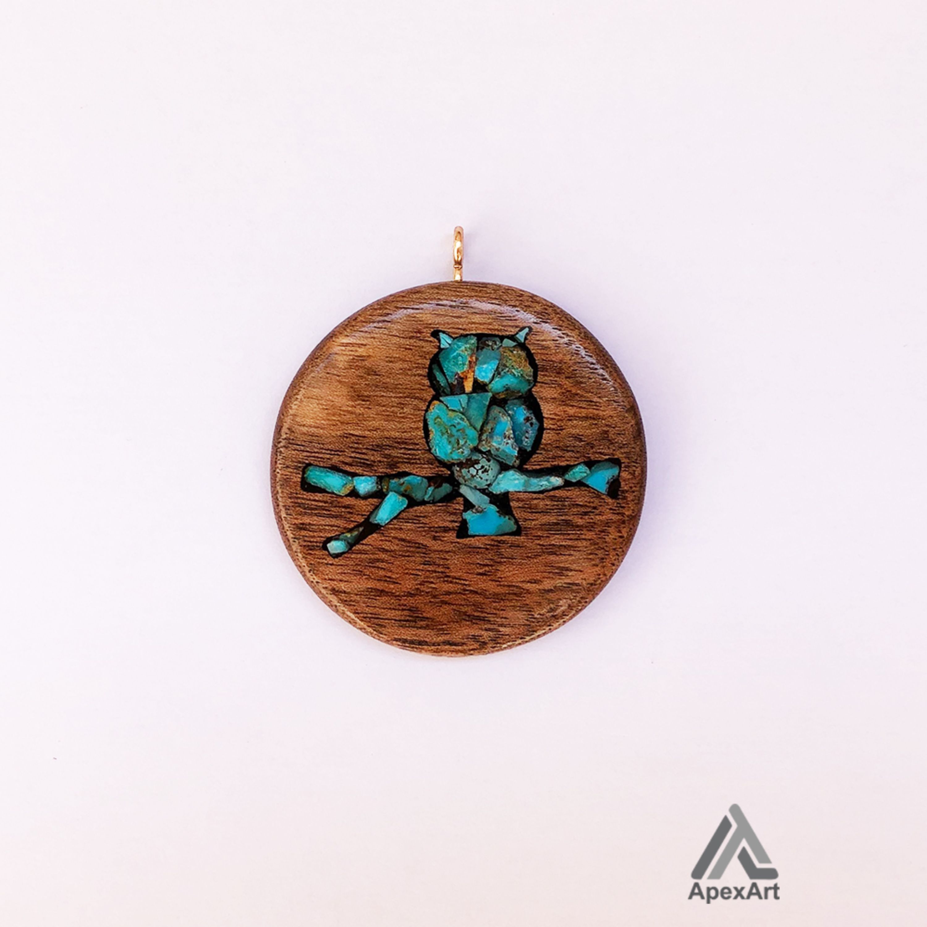 گردنبند فیروزه کوبی شده طرح جغد