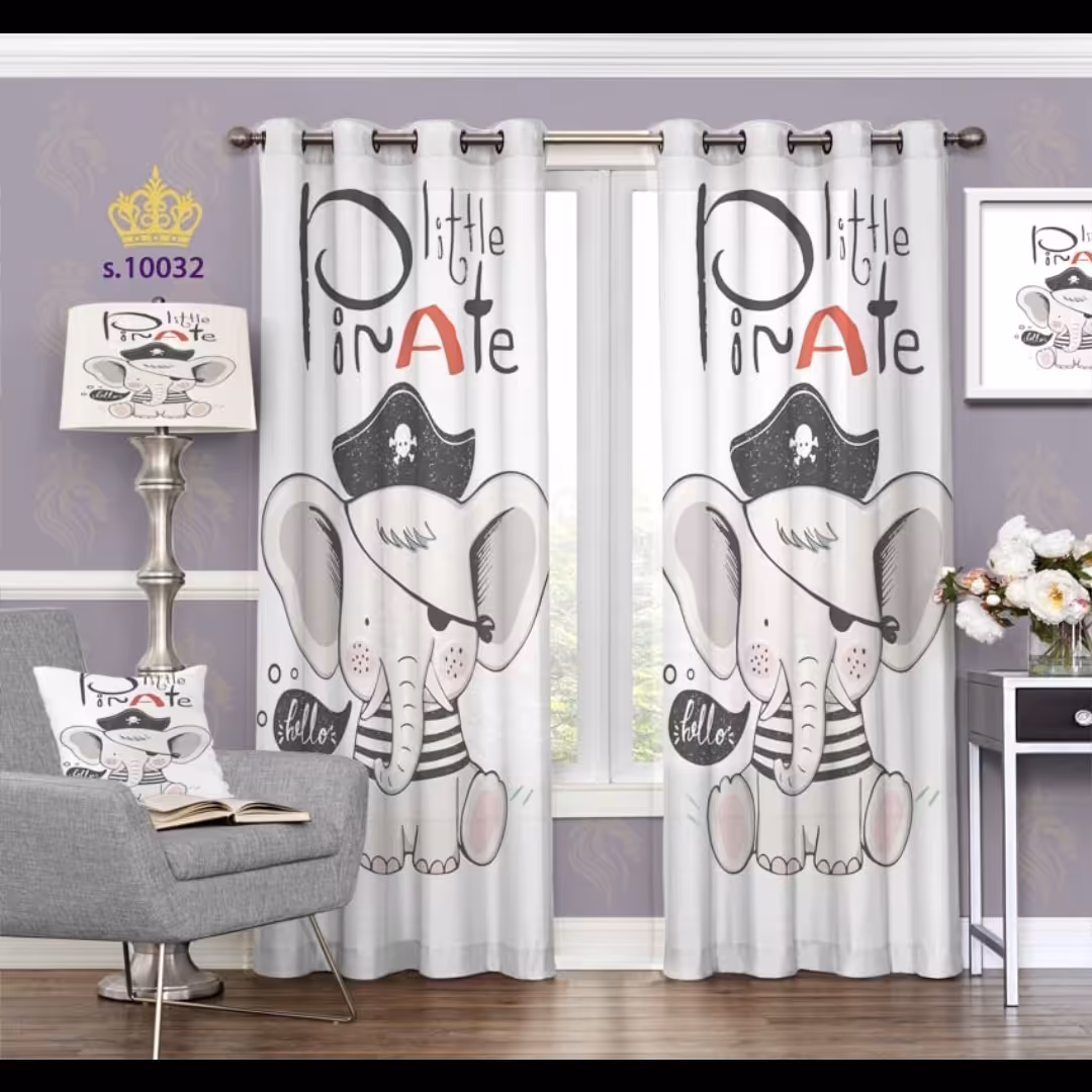 پرده اتاق خواب کودک دو قواره طرح کارتونی کد S10032