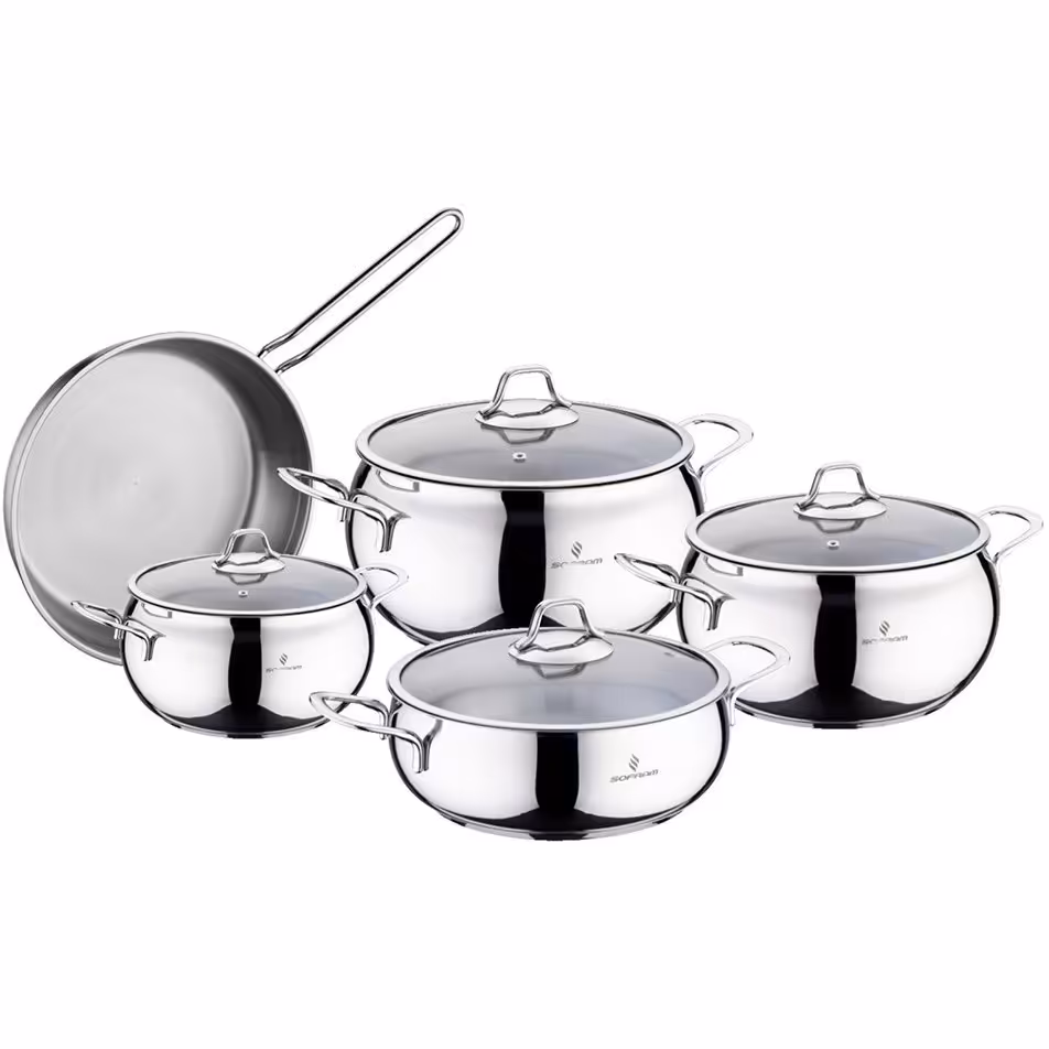 سرویس قابلمه 9 پارچه استیل خمره ای سوفرام ترک Luna Model