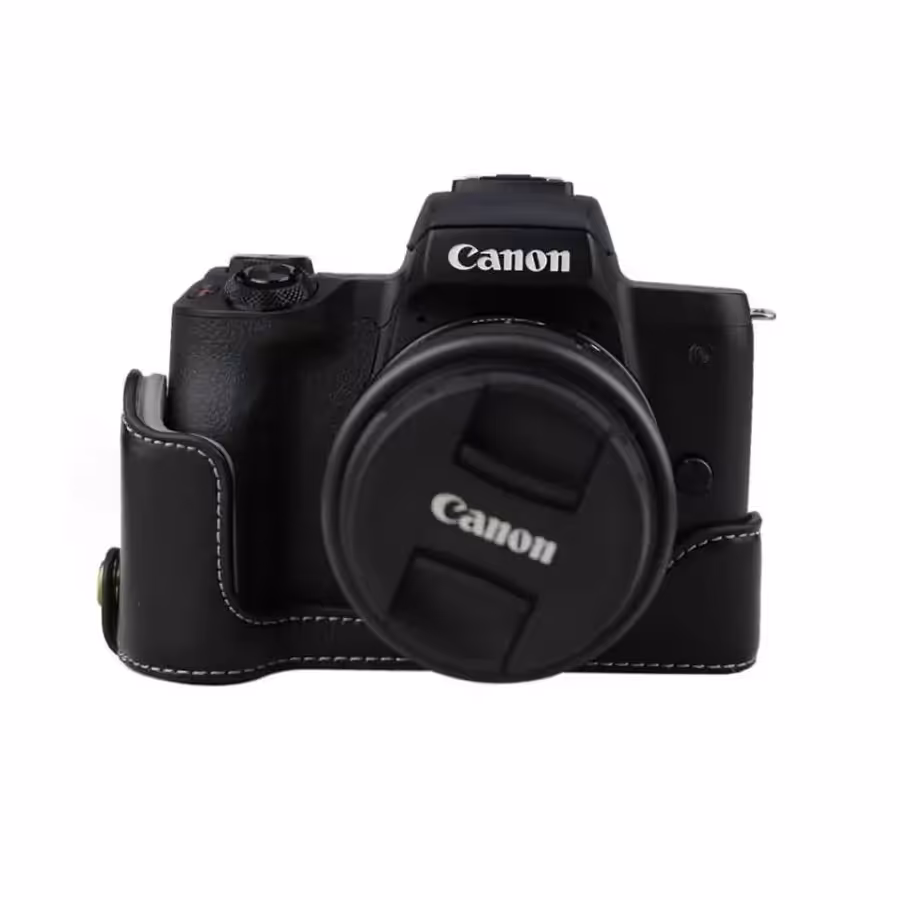 کاور چرمی کانن cover of Canon camera EOS M50 رنگ مشکی