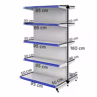خرید و قیمت قفسه هایپری دو طرفه 5 طبقه 95x30 کف 50 ارتفاع 160 - قفسه‌بندی وکیلی