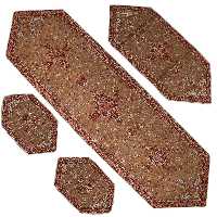 رومیزی ترمه 4 تکه ابریشمی برند هاشمی کد 05