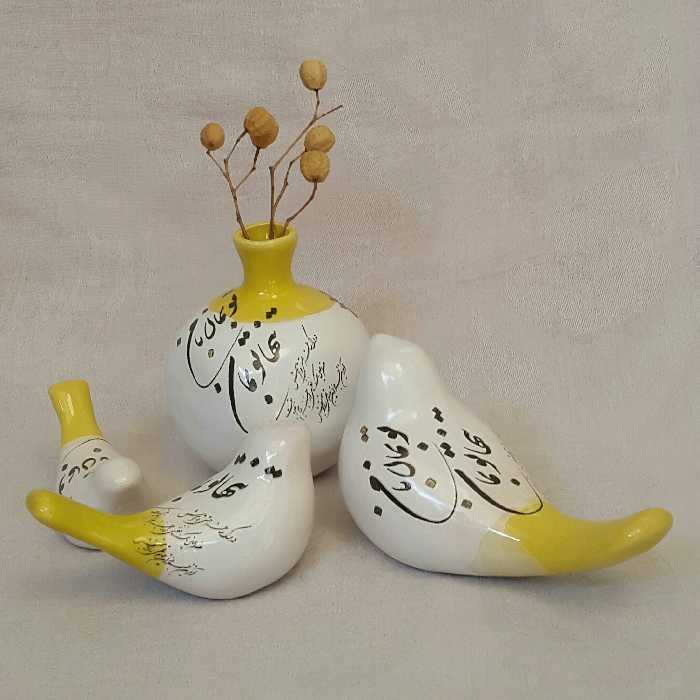 ست پرنده ( مرغ آمین ) و انار سرامیکی کد 24