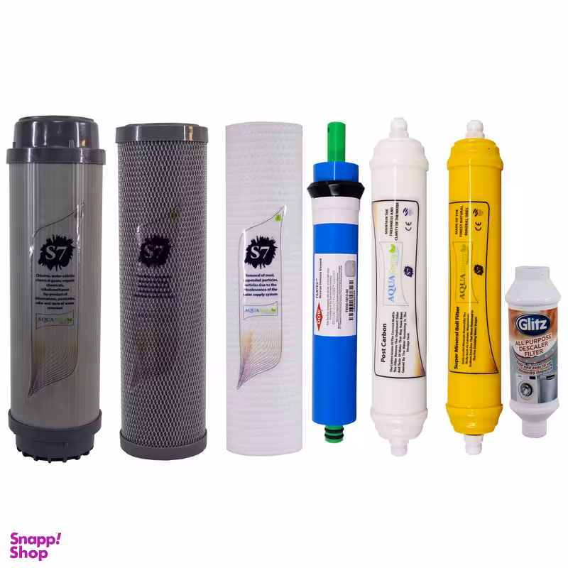 فیلتر دستگاه تصفیه آب آکوآ اسپرینگ مدل F-S7-W7G مجموعه 6 عددی به همراه رسوب گیر گلیتز