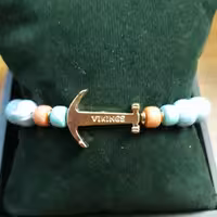 دستبند مرواریدی لنگر فیروزه ای استیل بدلیجات ارسال رایگان 