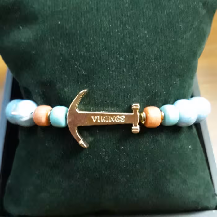 دستبند مرواریدی لنگر فیروزه ای استیل بدلیجات ارسال رایگان 