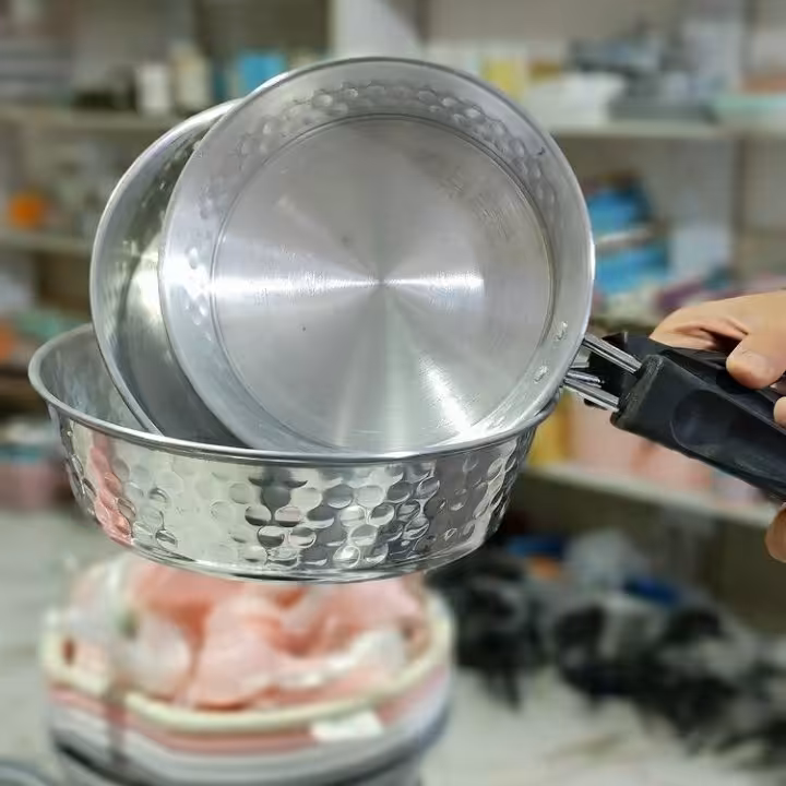 تابه تک دسته آلومینیومی چکشی ...سه عدد از سایز بزرگ به کوچک