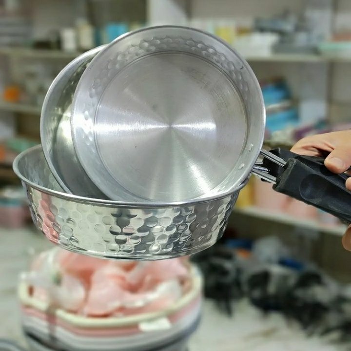 تابه تک دسته آلومینیومی چکشی ...سه عدد از سایز بزرگ به کوچک