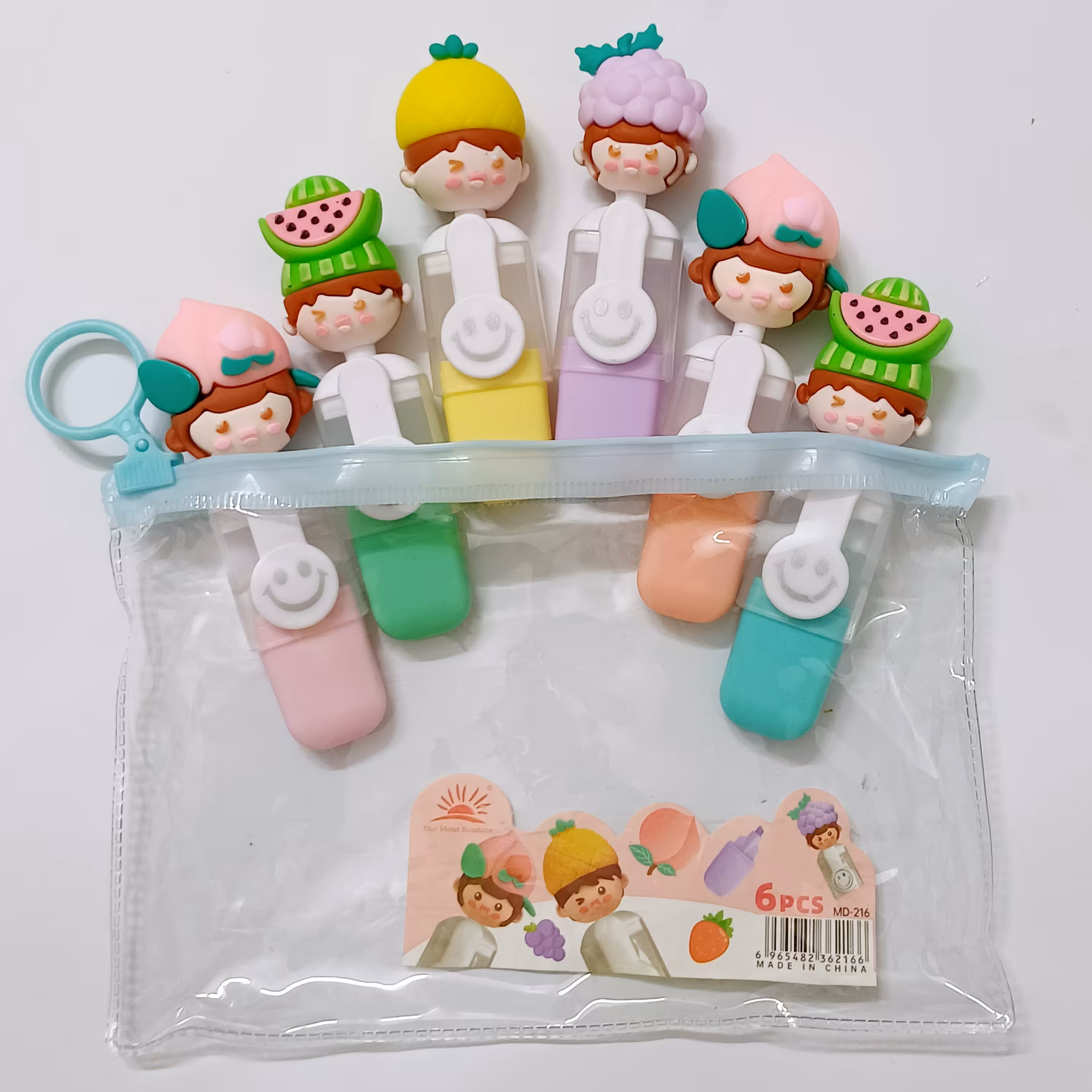 هایلایتر فانتزی میوه ای وارداتی رنگ پاستلی پک 6 عددی