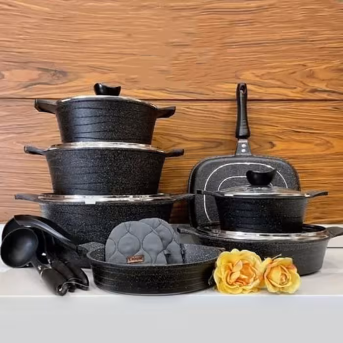 سرویس قابلمه 16 پارچه یونیک لاین کد 7981    قابلمه یونیک  سرویس یونیک  قابلمه گرانیتی قابلمه چدن