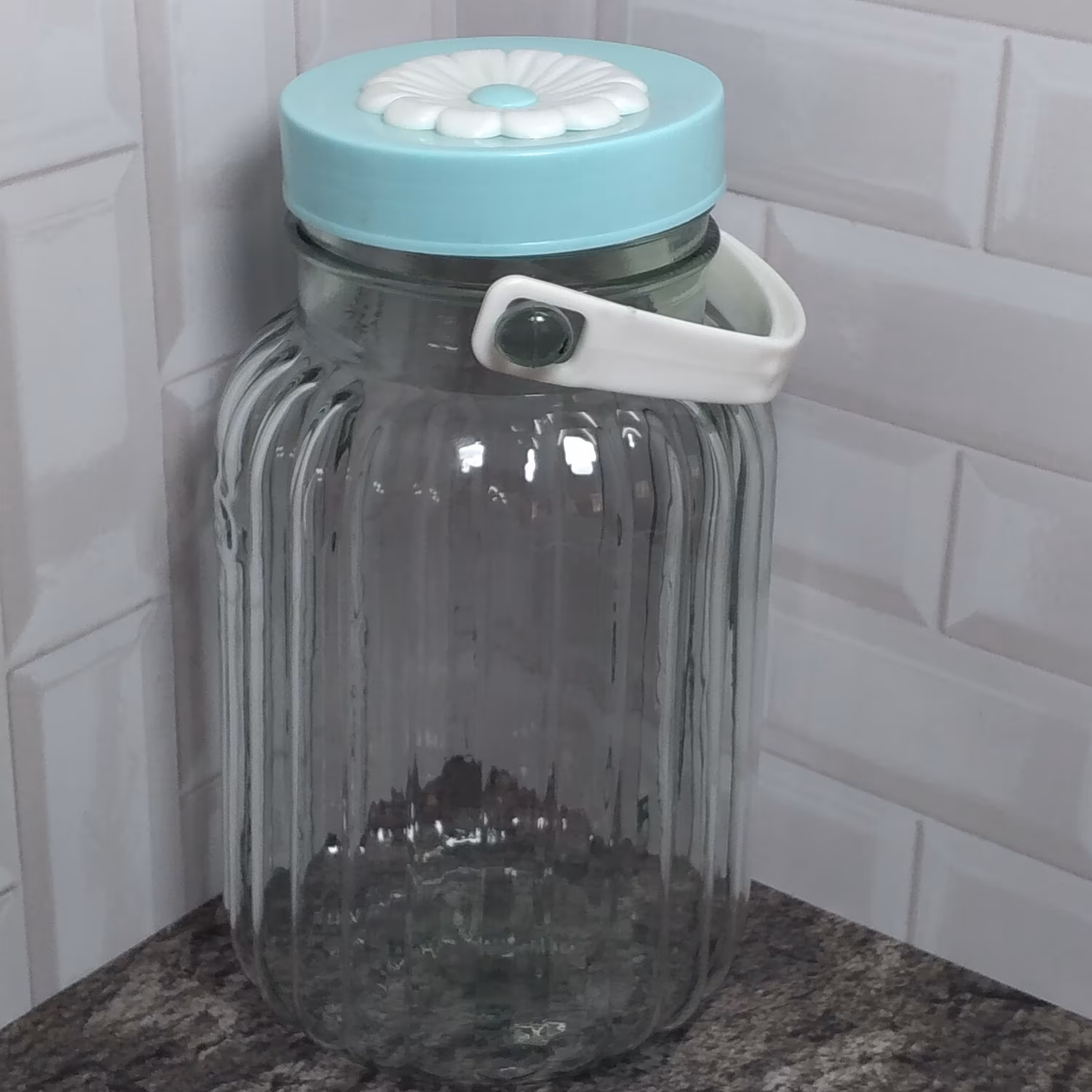 بانکه ترشی سایز 4 آوین برند معتبر کاجین طرحی زیبا بانکه حبوبات درب پیچی دسته دار