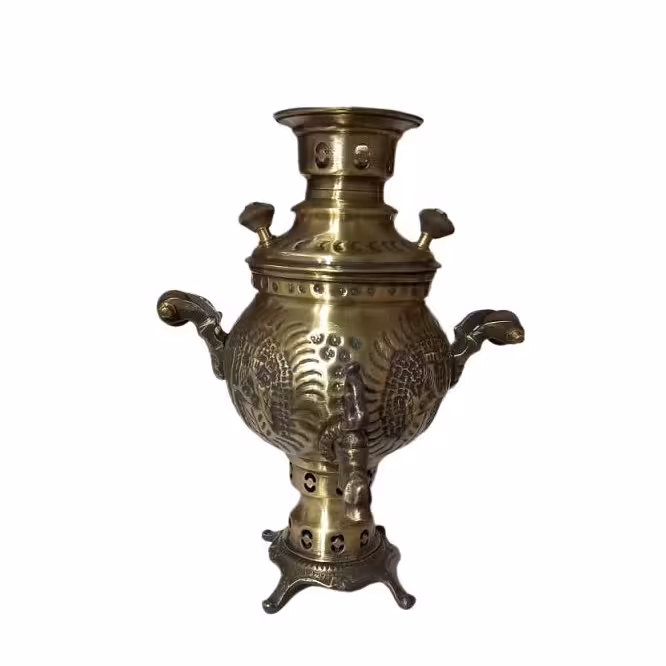 سماور برنجی زغالی یک لیتری