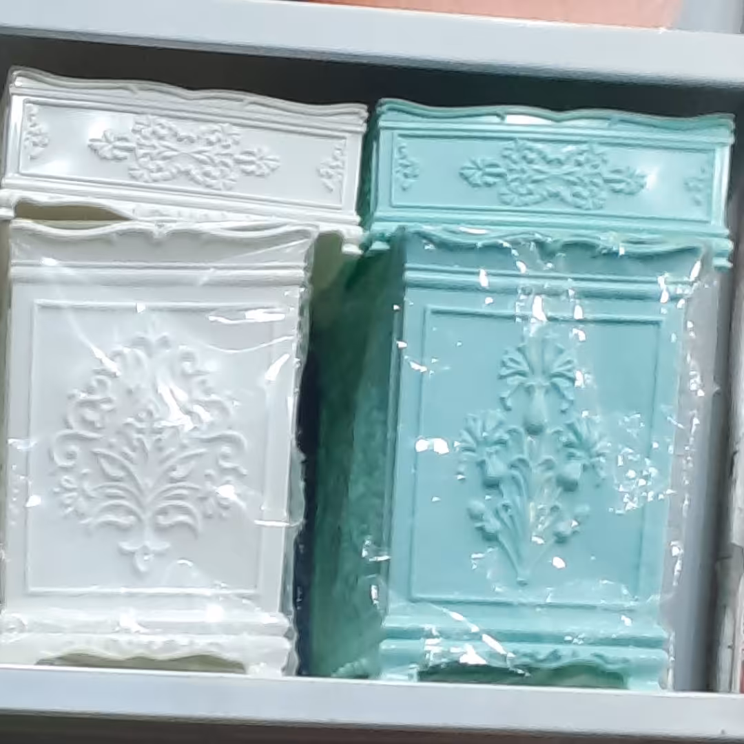 سطل و جا دستمال کاغذی انتیک فقط رنگ صورتی و ابی