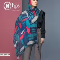 شال نخی منگوله دار طرح آبرنگی