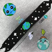 دستبند بافتنی کره زمین سبز آبی