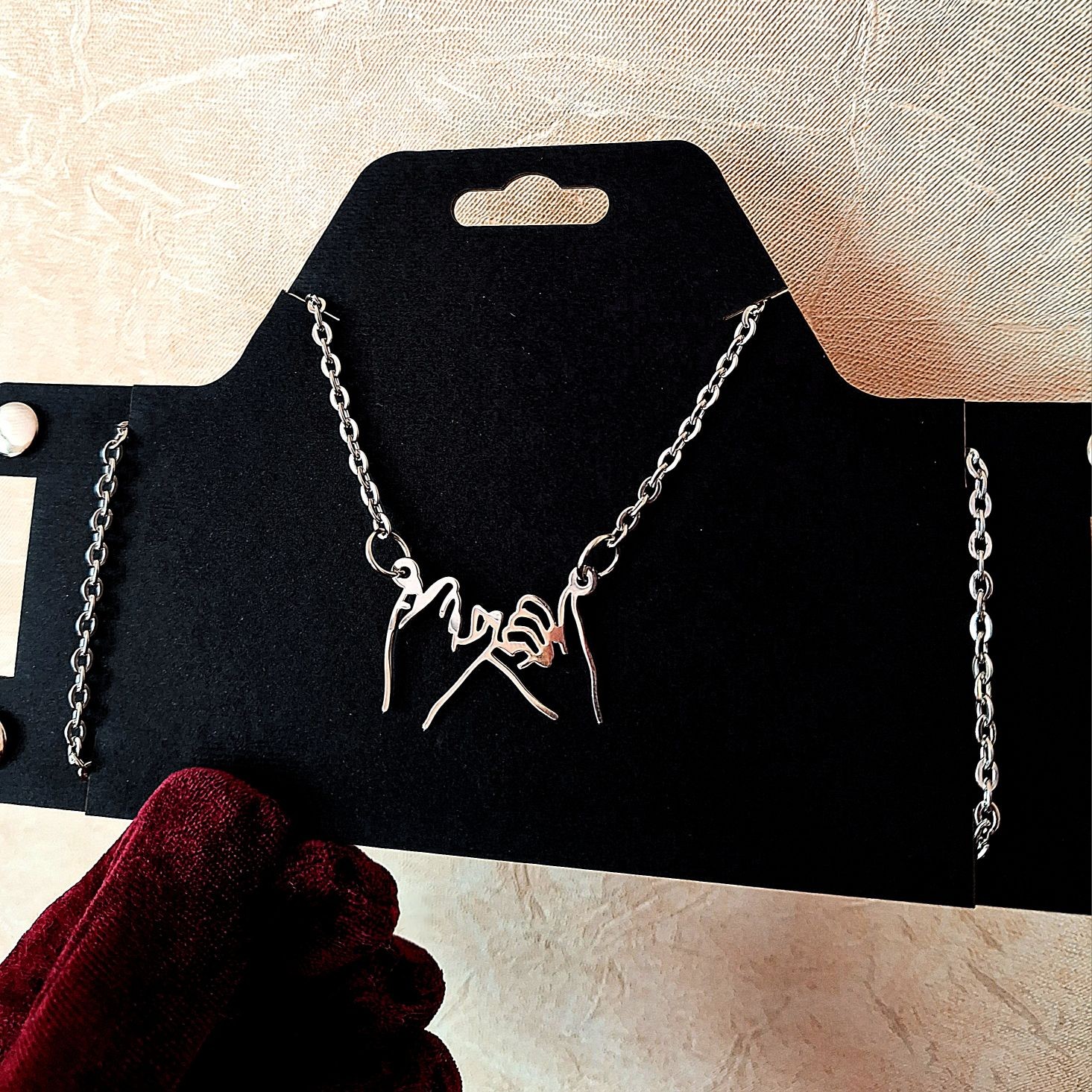 گردنبند استیل قول دوستی،پینکی پرومیس