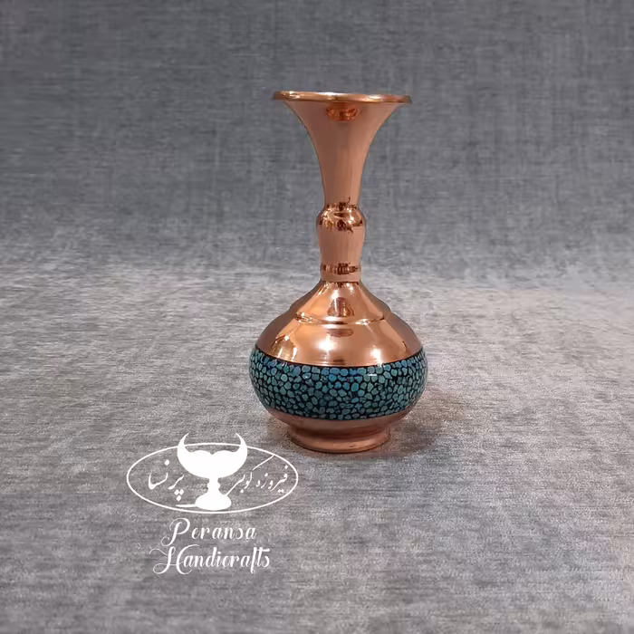 گلدان فیروزه کوبی مدل شلغمی ارتفاع 14 سانتیمتر برند پرنسا