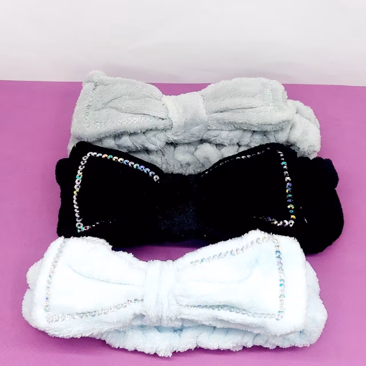 هدبند نوار پولکی (رنگ مشکی)