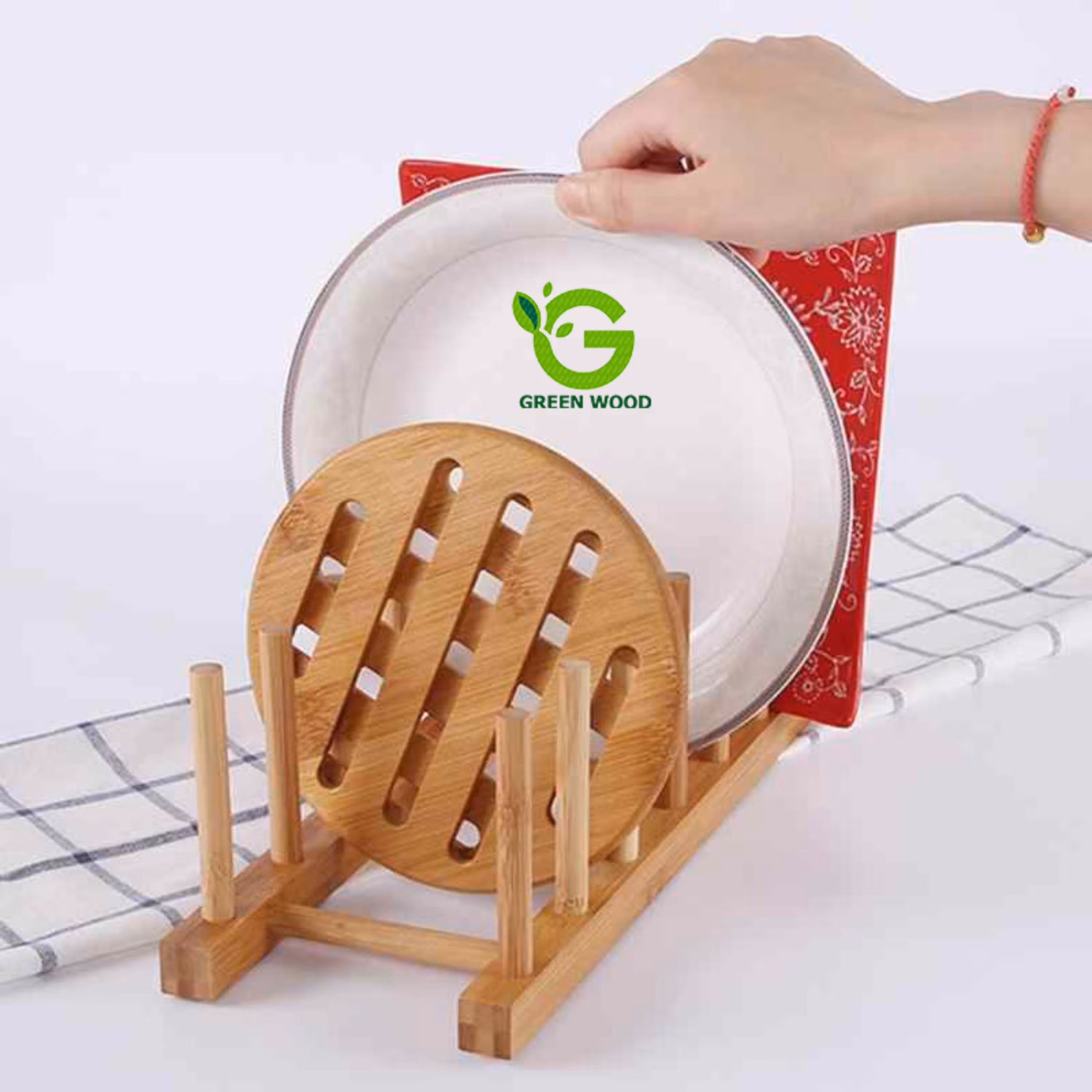 آبچکان ( استند رومیزی بشقاب ) چوبی بامبو کد Gw150301001