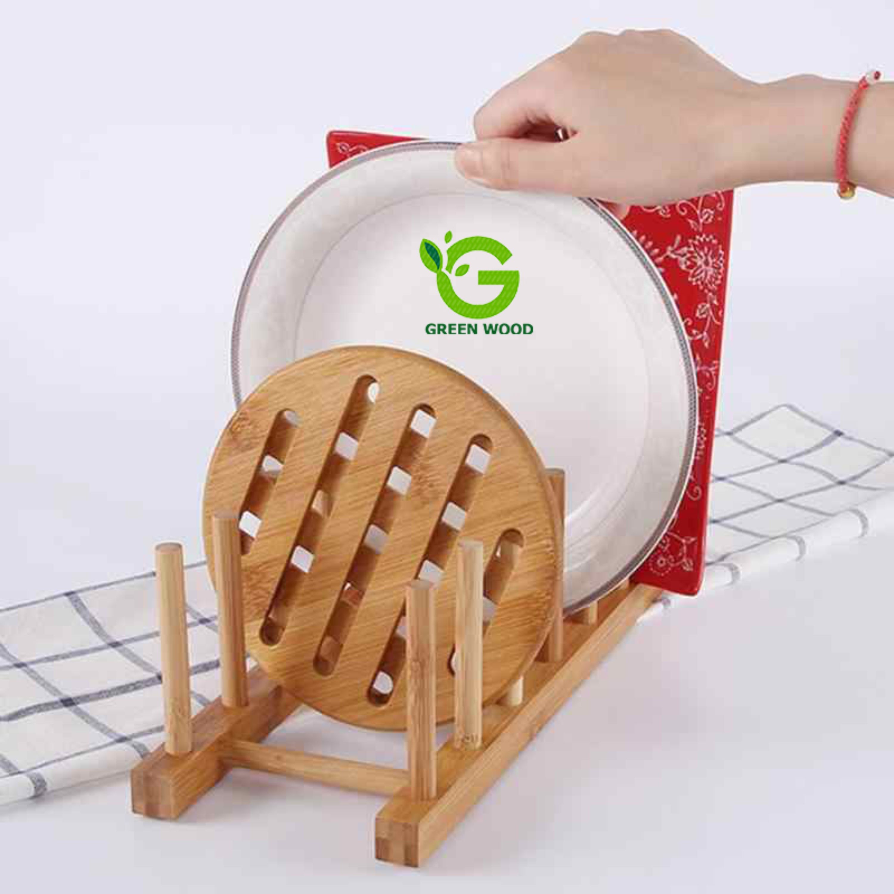 آبچکان ( استند رومیزی بشقاب ) چوبی بامبو کد Gw150301001