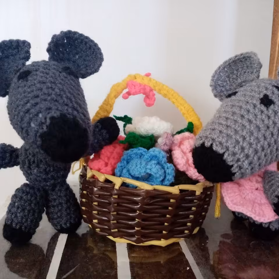 ست موش بافتنی عروس و داماد